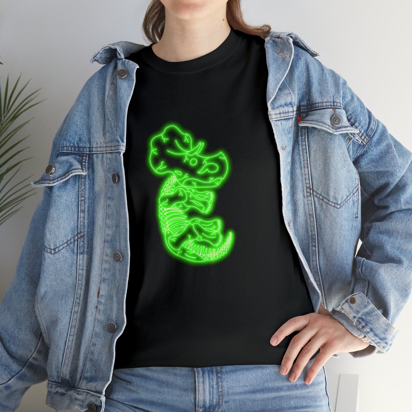 NEON Triceratops Skeleton Tee - Green