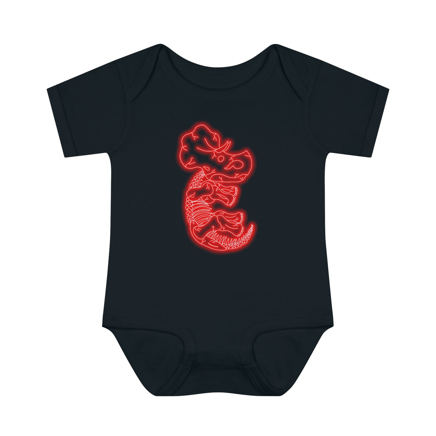 Infant NEON Triceratops Skeleton Body Suit - Red