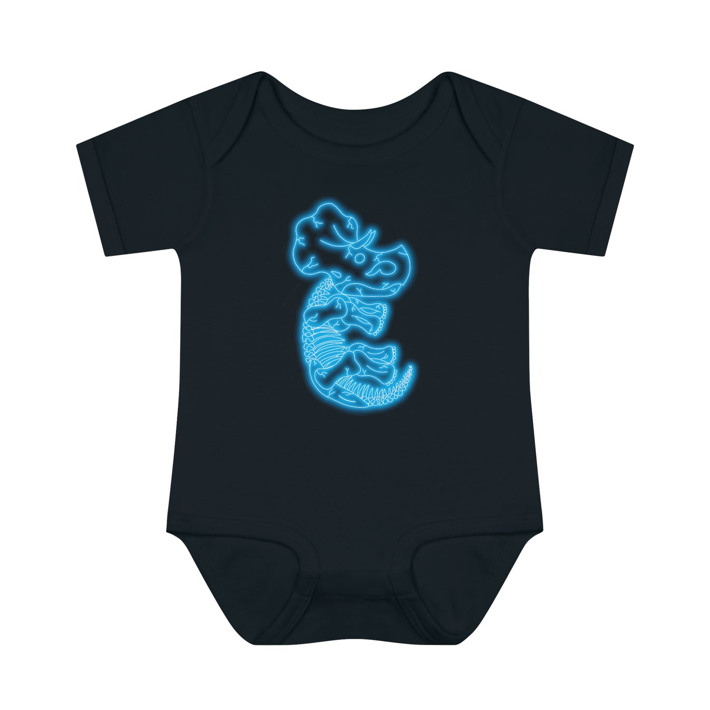 Infant NEON Triceratops Skeleton Body Suit - Blue