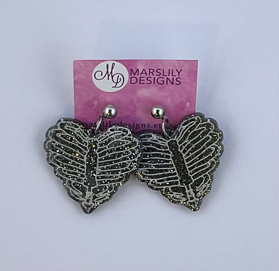 Rib Cage Heart Earrings