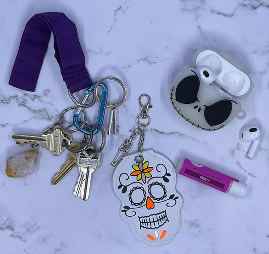 Sugar Skull Chapstick Keychain