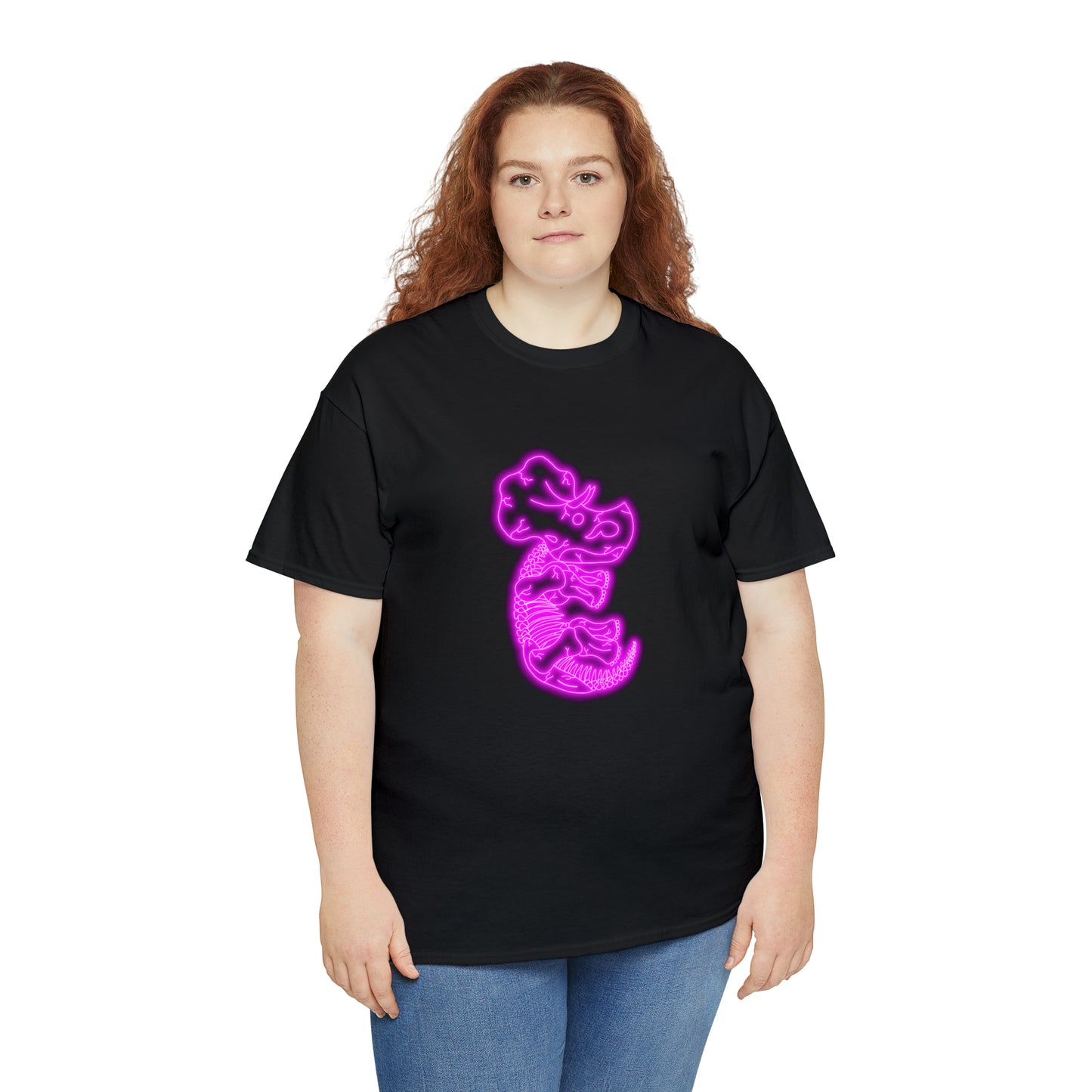 NEON Triceratops Skeleton Tee - Pink