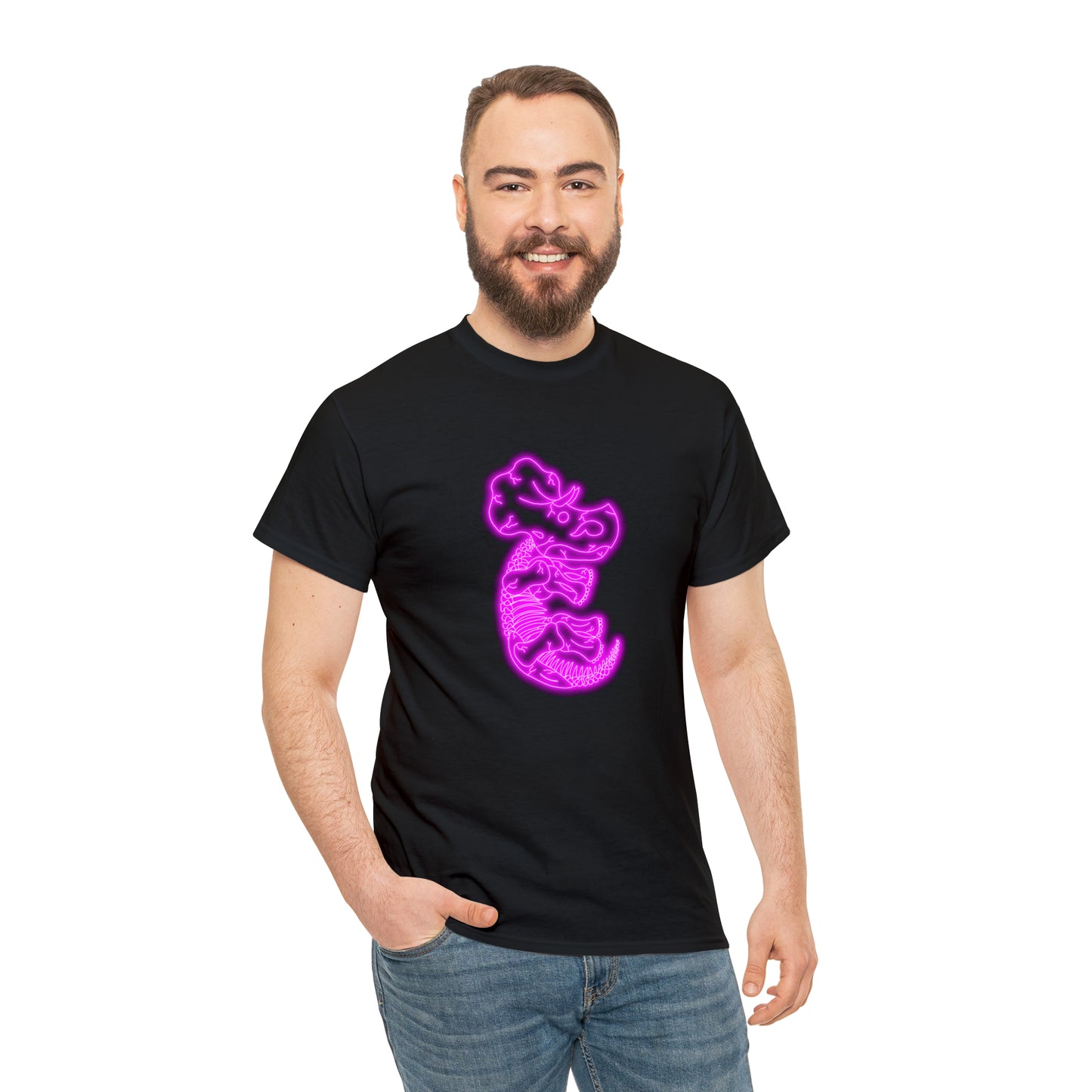 NEON Triceratops Skeleton Tee - Pink