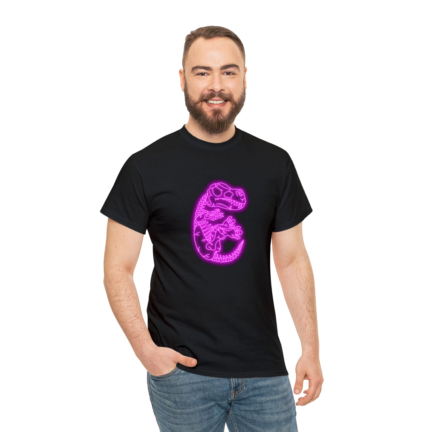 NEON T-Rex Skeleton Tee - Pink