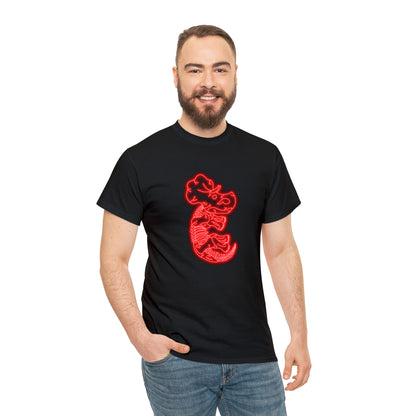 NEON Triceratops Skeleton Tee - Red