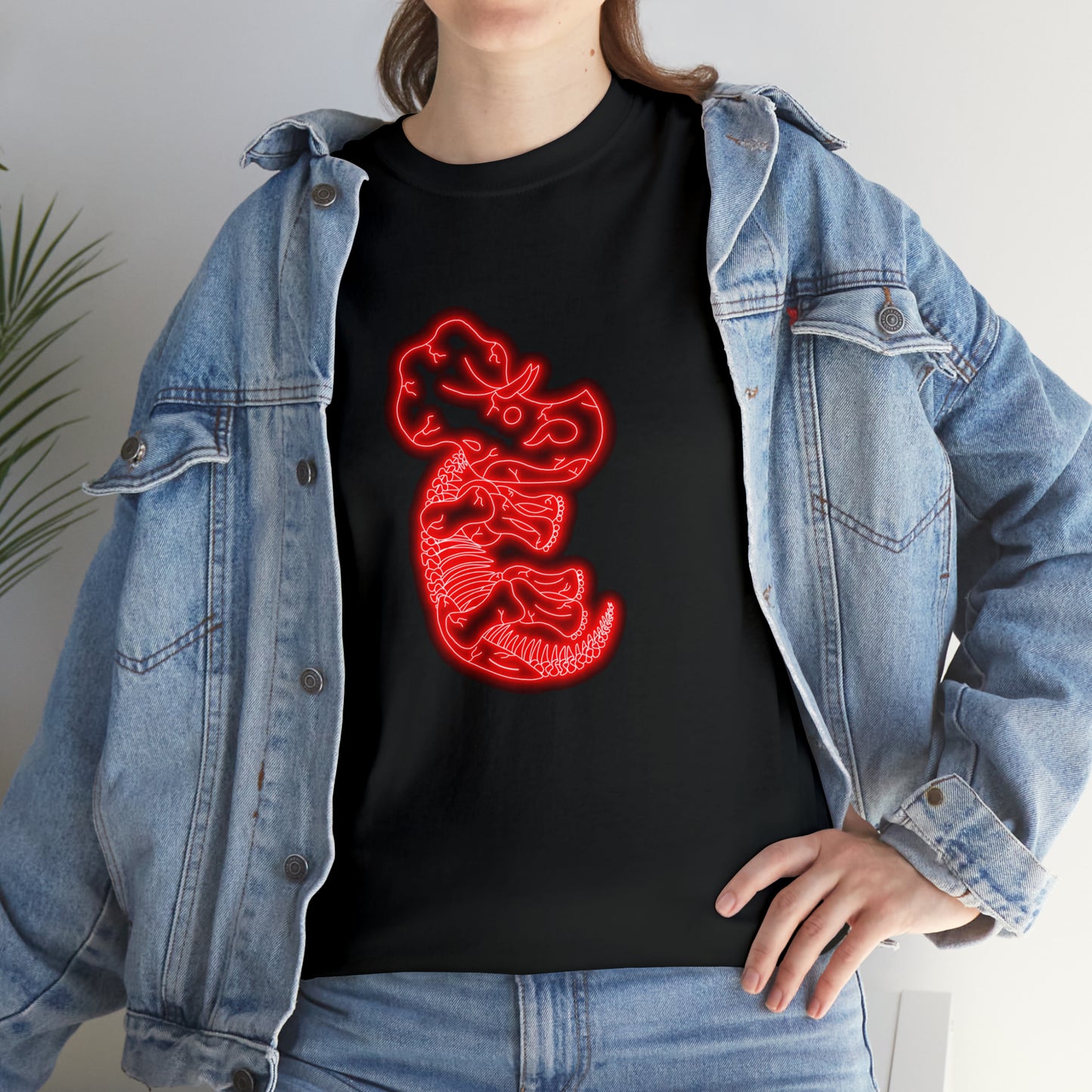 NEON Triceratops Skeleton Tee - Red