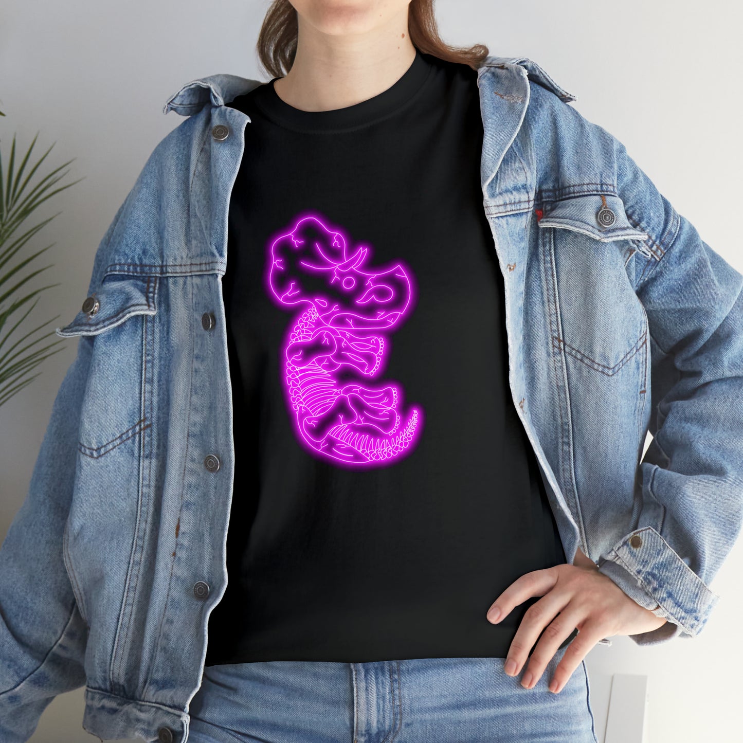 NEON Triceratops Skeleton Tee - Pink