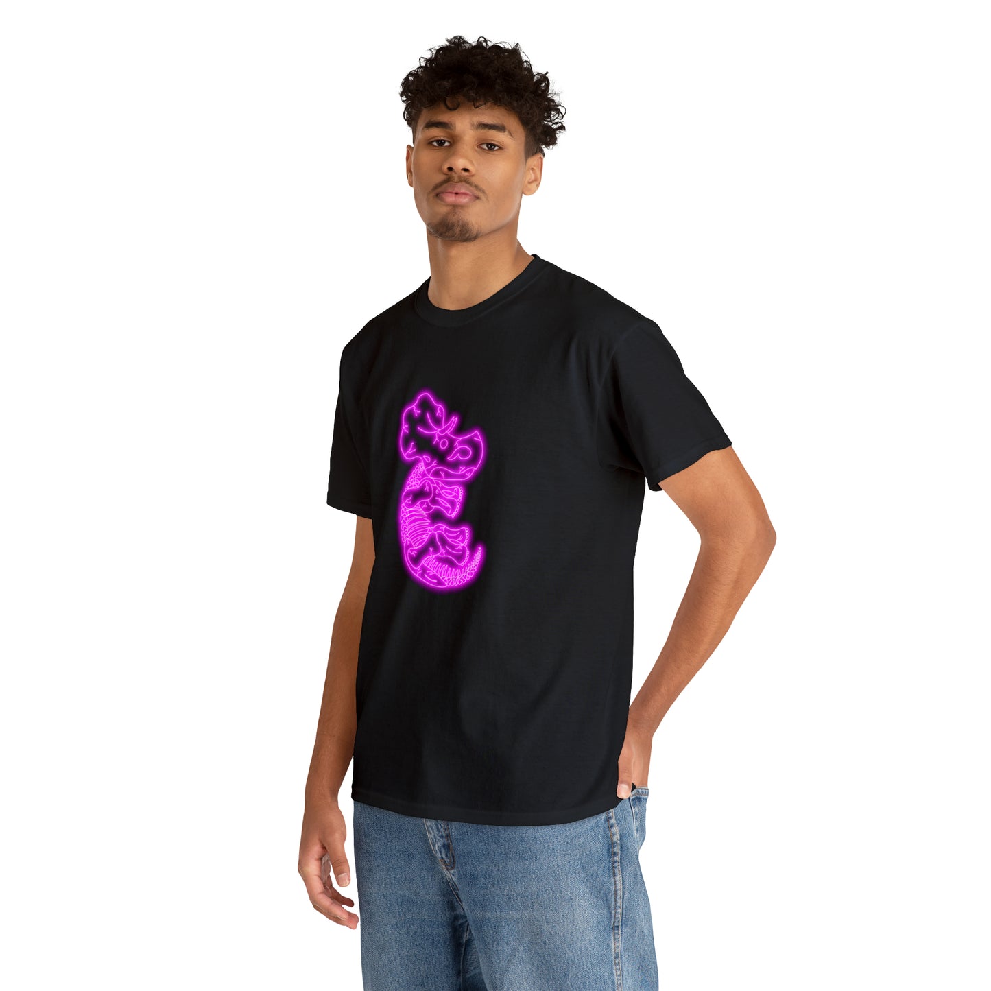 NEON Triceratops Skeleton Tee - Pink