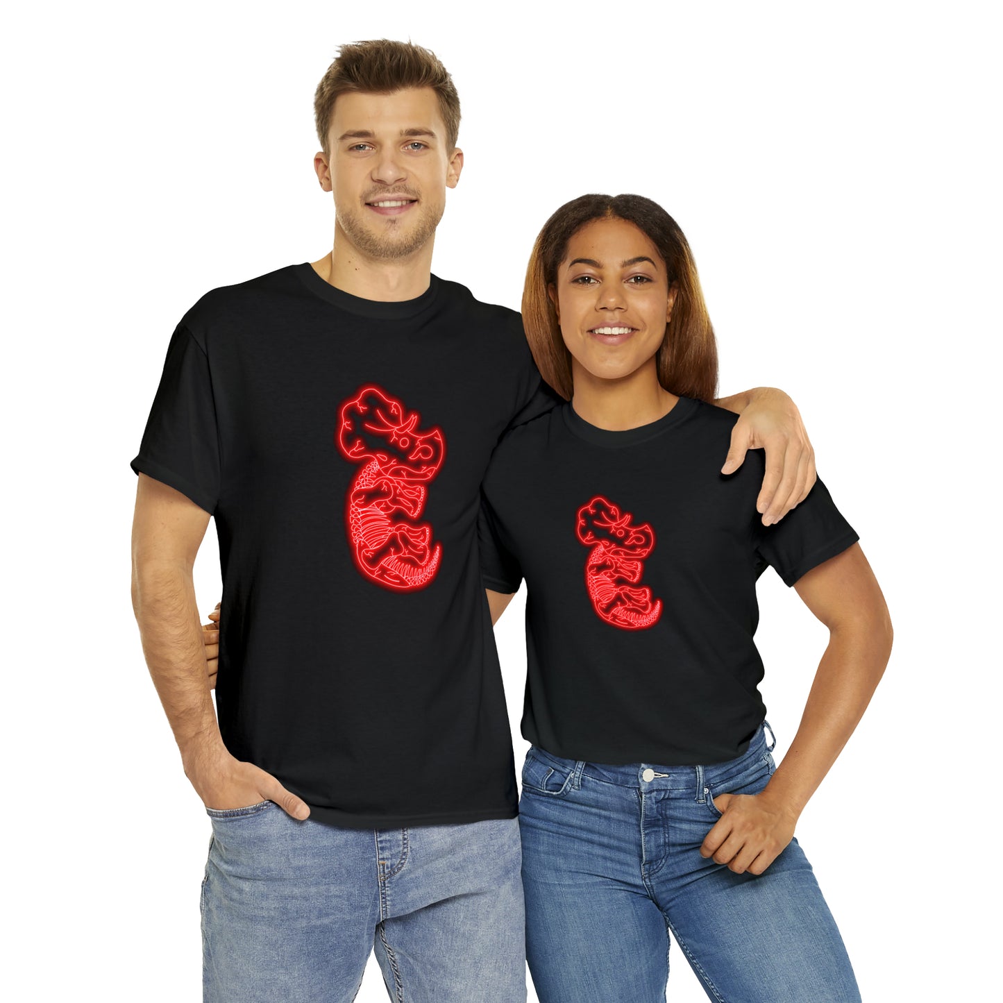 NEON Triceratops Skeleton Tee - Red