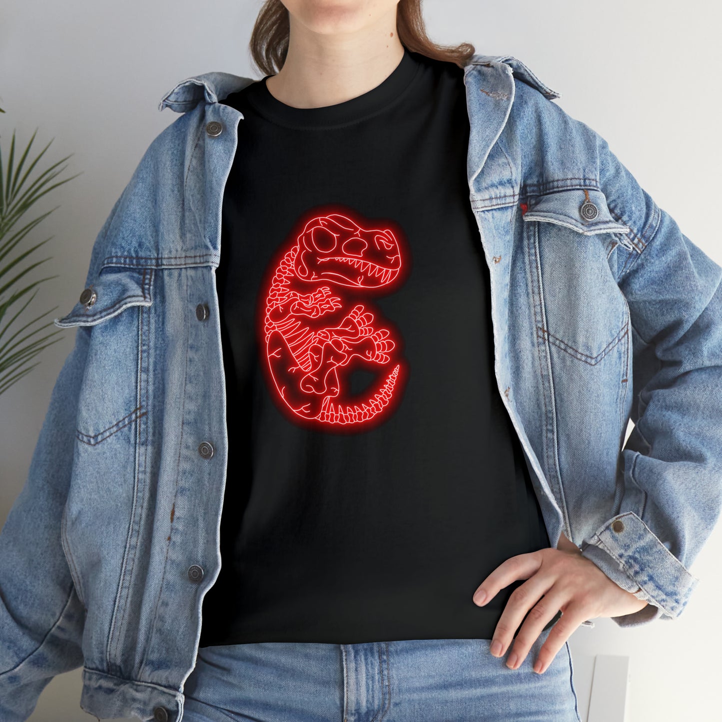 NEON T-Rex Skeleton Tee - Red