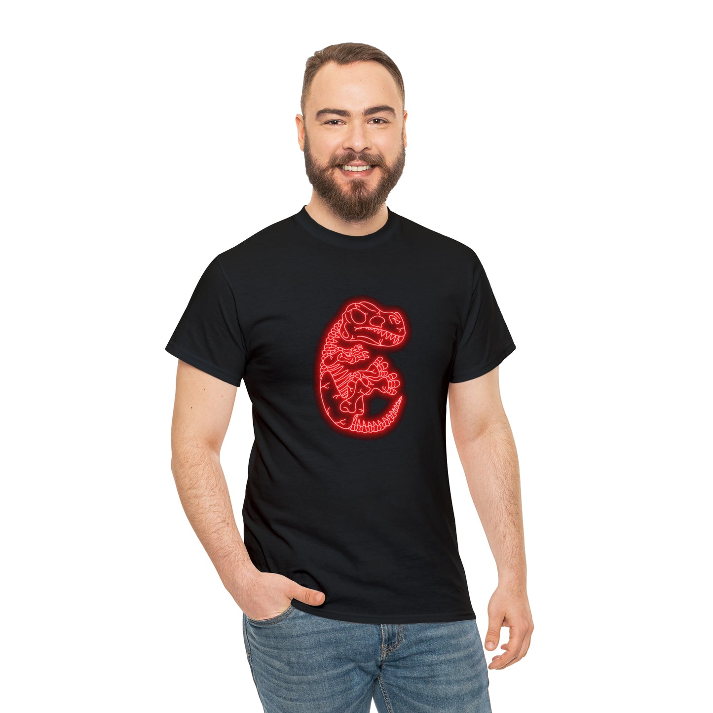 NEON T-Rex Skeleton Tee - Red