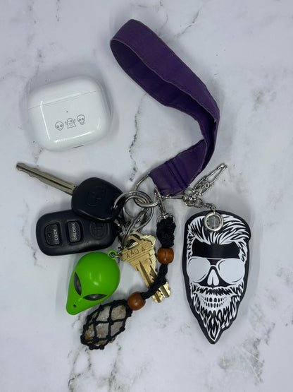 Bearded Skeleton Man Chapstick Keychain