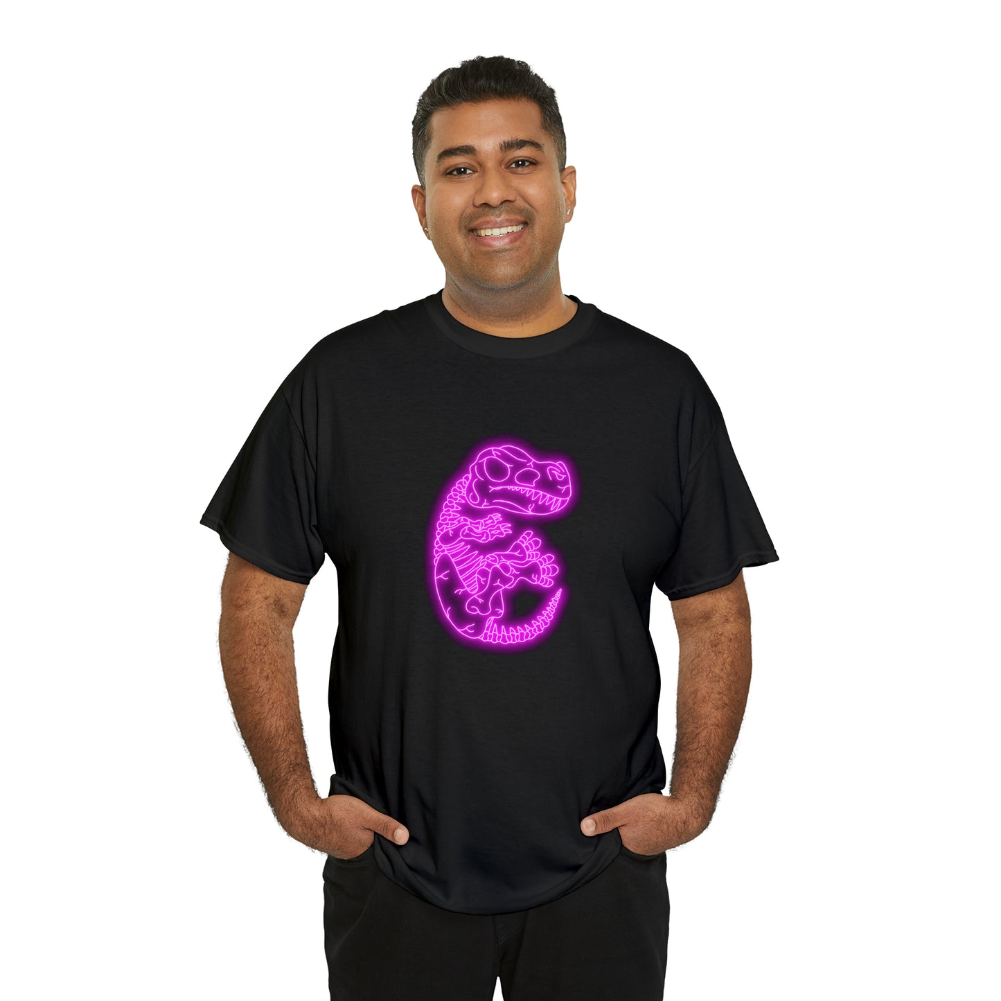 NEON T-Rex Skeleton Tee - Pink