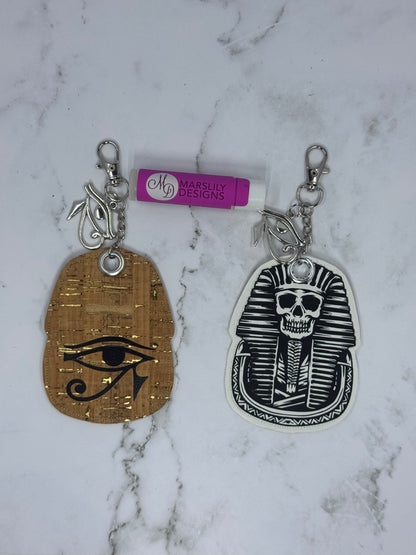 Skeleton King Tut Chapstick Keychain