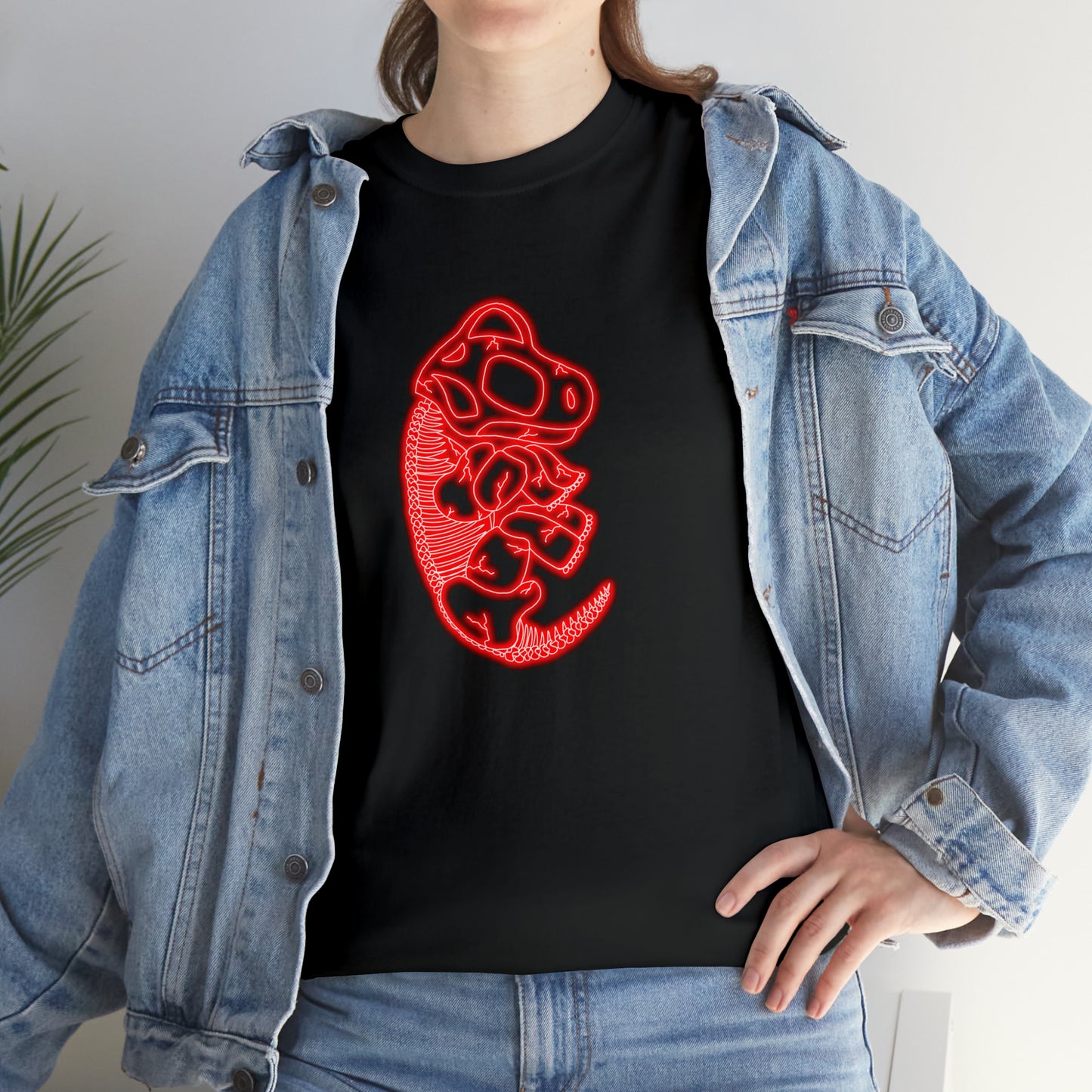 NEON Brachiosaurus Skeleton Tee - Red