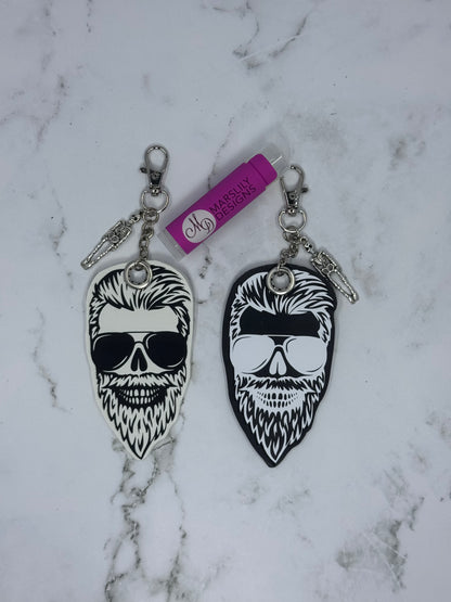 Bearded Skeleton Man Chapstick Keychain