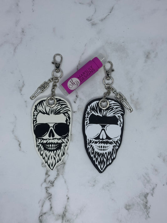 Bearded Skeleton Man Chapstick Keychain