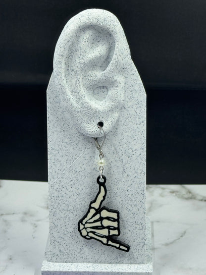 Hang Loose Skeleton Earring