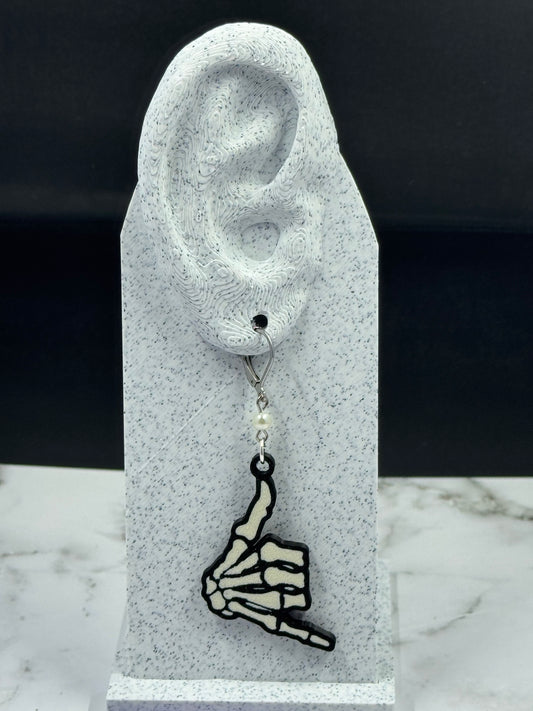 Hang Loose Skeleton Earring