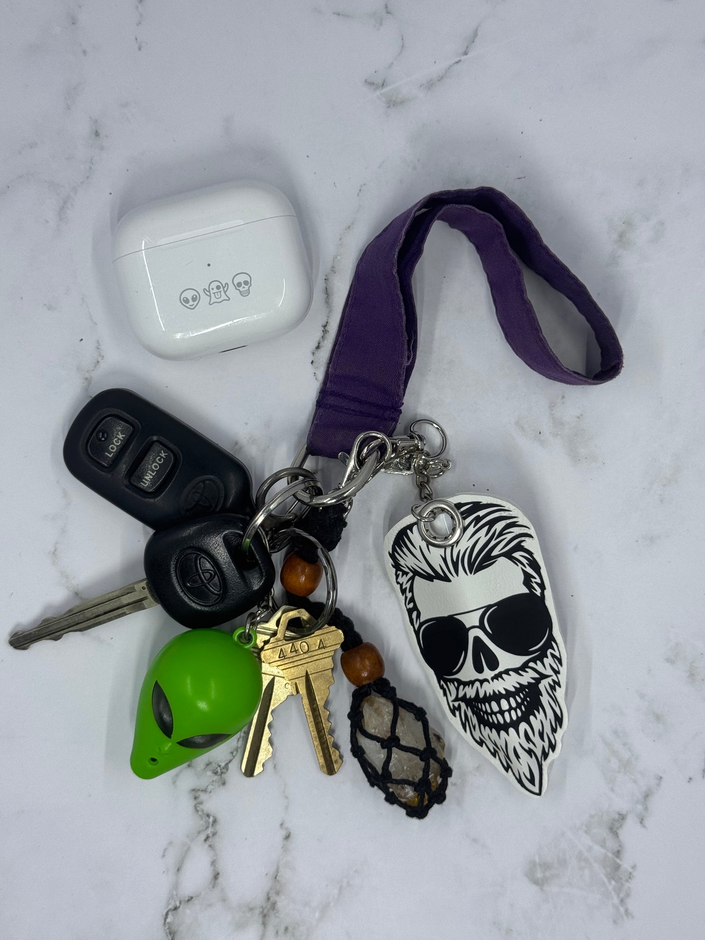 Bearded Skeleton Man Chapstick Keychain