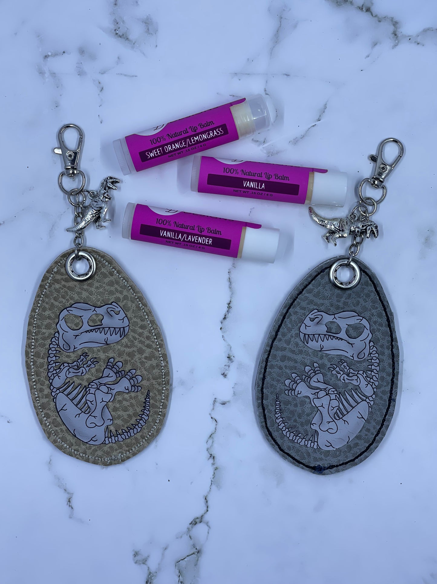 Dinosaur Egg Chapstick Keychains