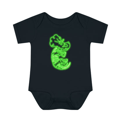 Infant NEON Triceratops Skeleton Body Suit - Green