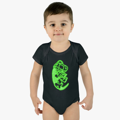 Infant NEON Brachiosaurus Skeleton Body Suit - Green