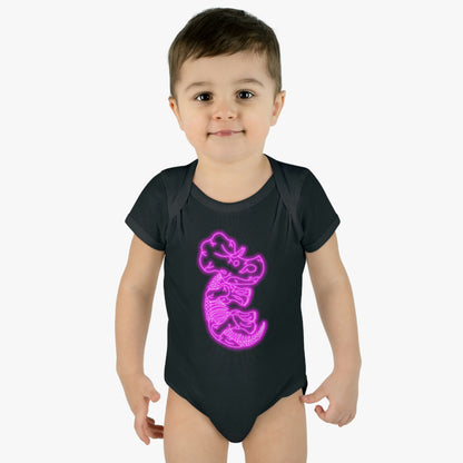 Infant NEON Triceratops Skeleton Body Suit - Pink