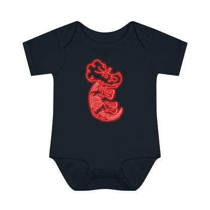 Infant NEON Triceratops Skeleton Body Suit - Red