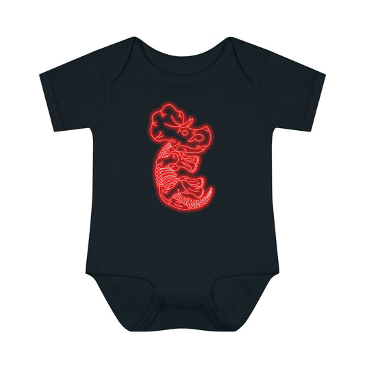 Infant NEON Triceratops Skeleton Body Suit - Red