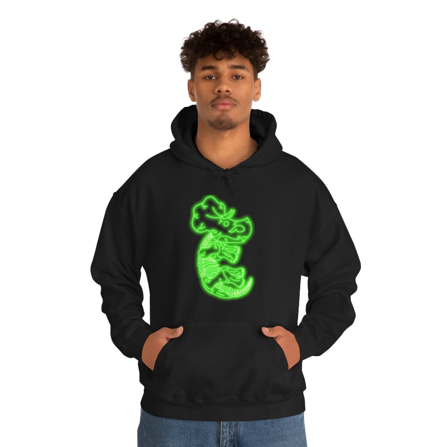 NEON Triceratops Skeleton Hoodie - Green