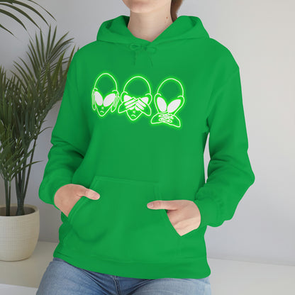 NEON Alien Hear No Evil, See No Evil, Speak No Evil Hoodie