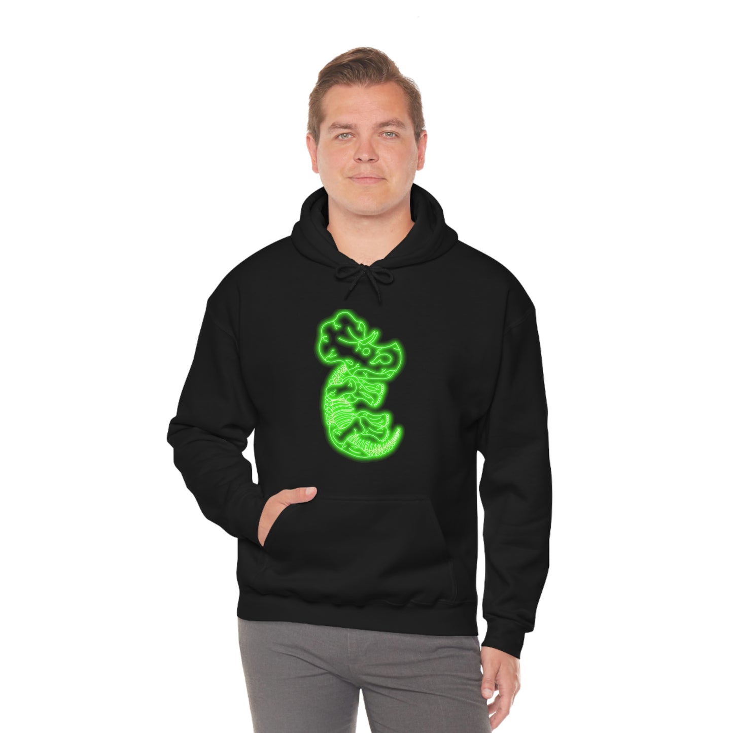 NEON Triceratops Skeleton Hoodie - Green