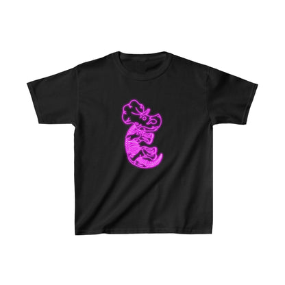 Kids NEON Triceratops Skeleton Tee - Pink