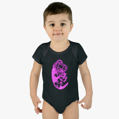 Infant NEON Brachiosaurus Skeleton Body Suit - Pink