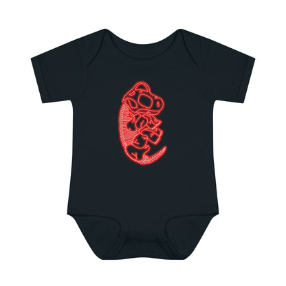 Infant NEON Brachiosaurus Skeleton Body Suit - Red