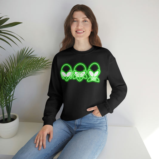 NEON Alien Hear No Evil, See No Evil, Speak No Evil Sweatshirt