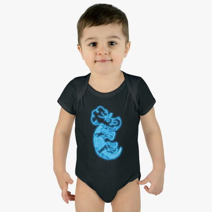 Infant NEON Triceratops Skeleton Body Suit - Blue