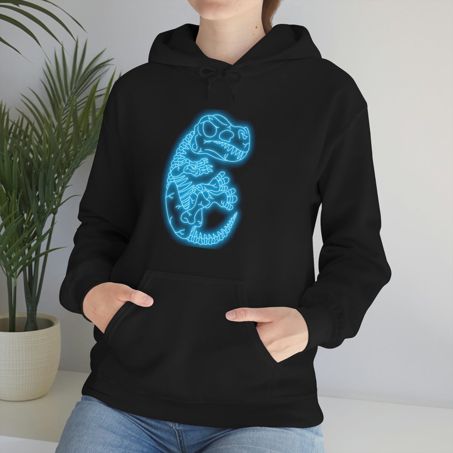 NEON T-Rex Skeleton Hoodie - Blue