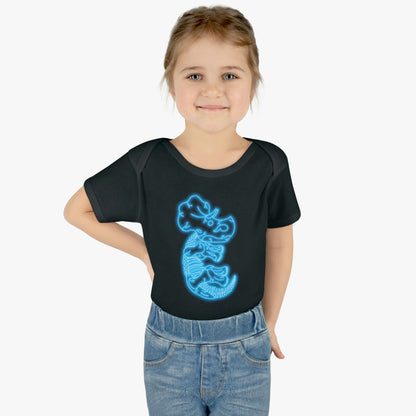 Infant NEON Triceratops Skeleton Body Suit - Blue