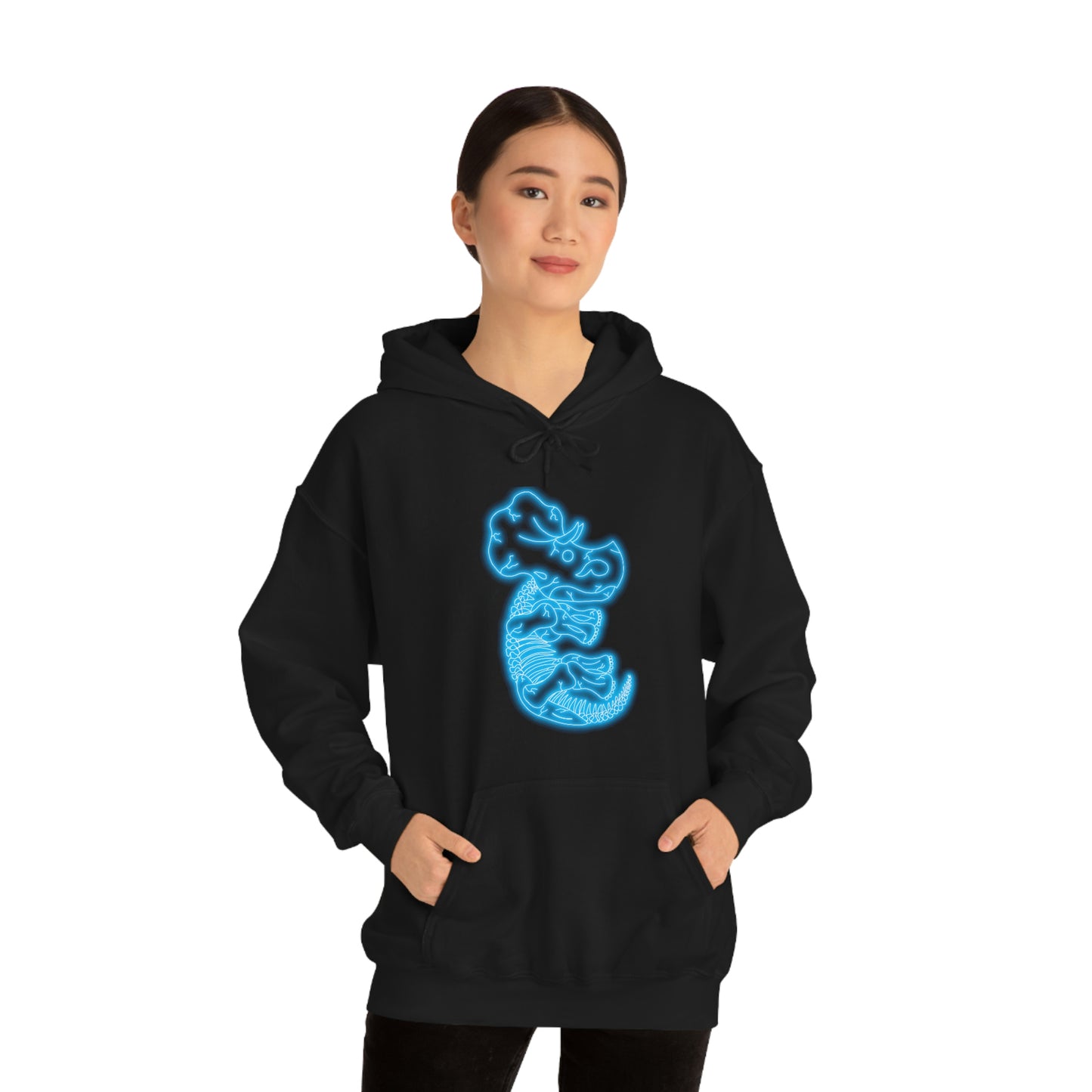 NEON Triceratops Skeleton Hoodie - Blue