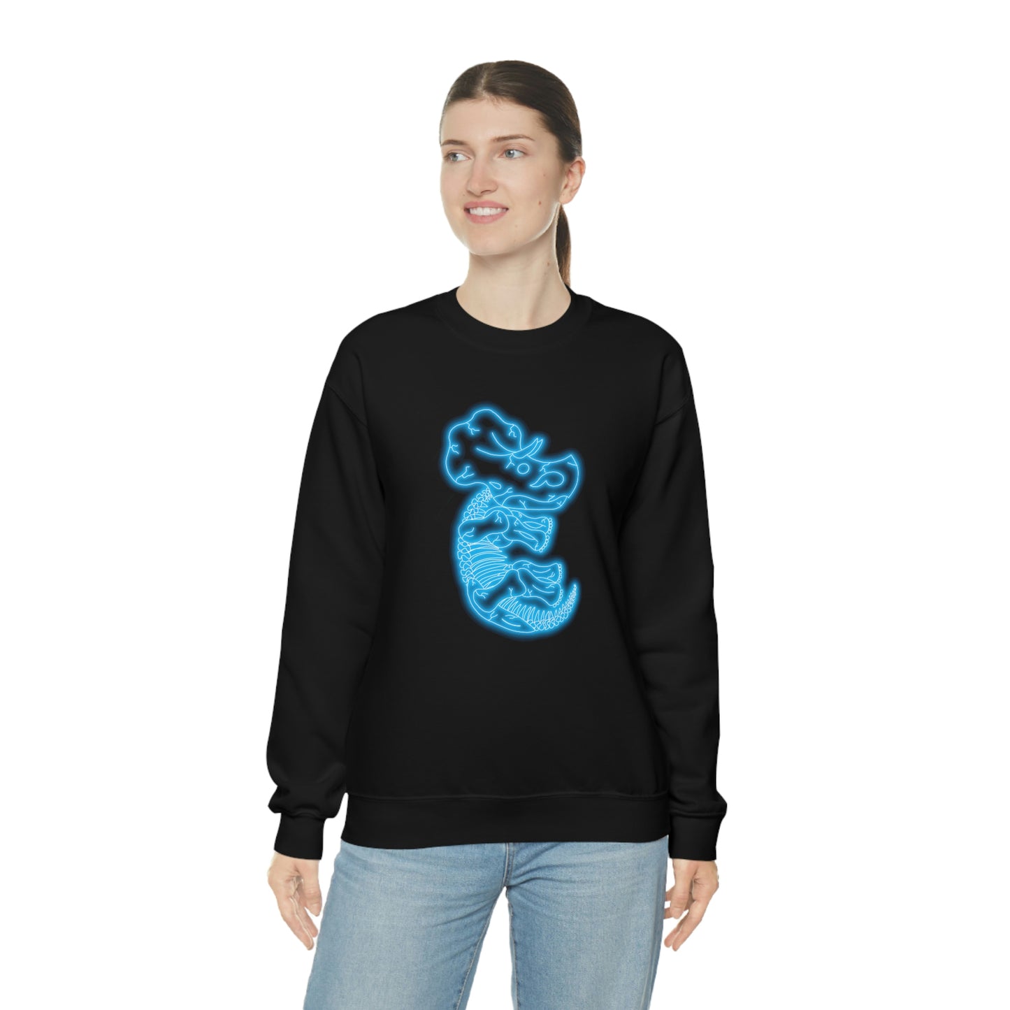 NEON Triceratops Skeleton Sweatshirt - Blue