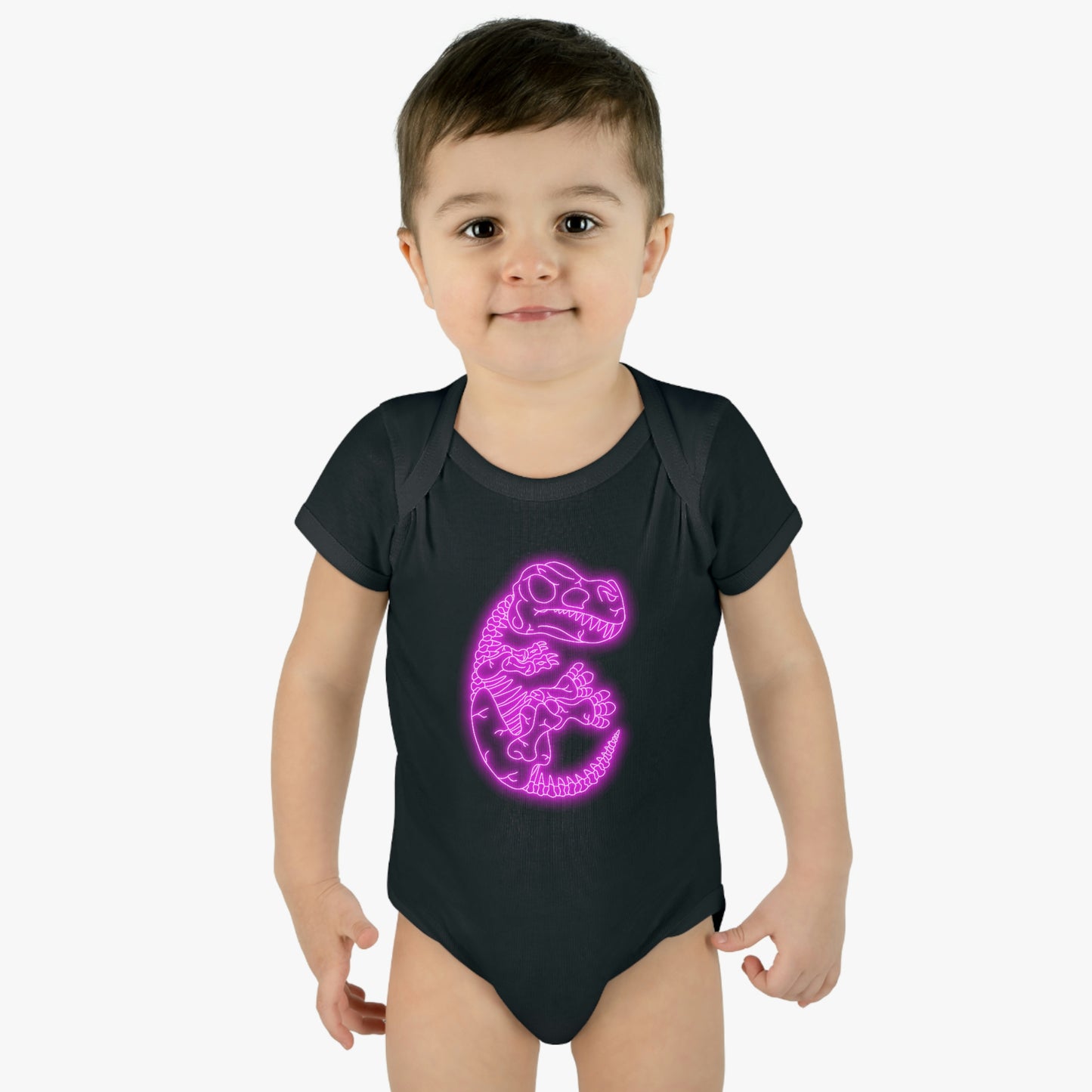 Infant NEON T-Rex Skeleton Body Suit - Pink