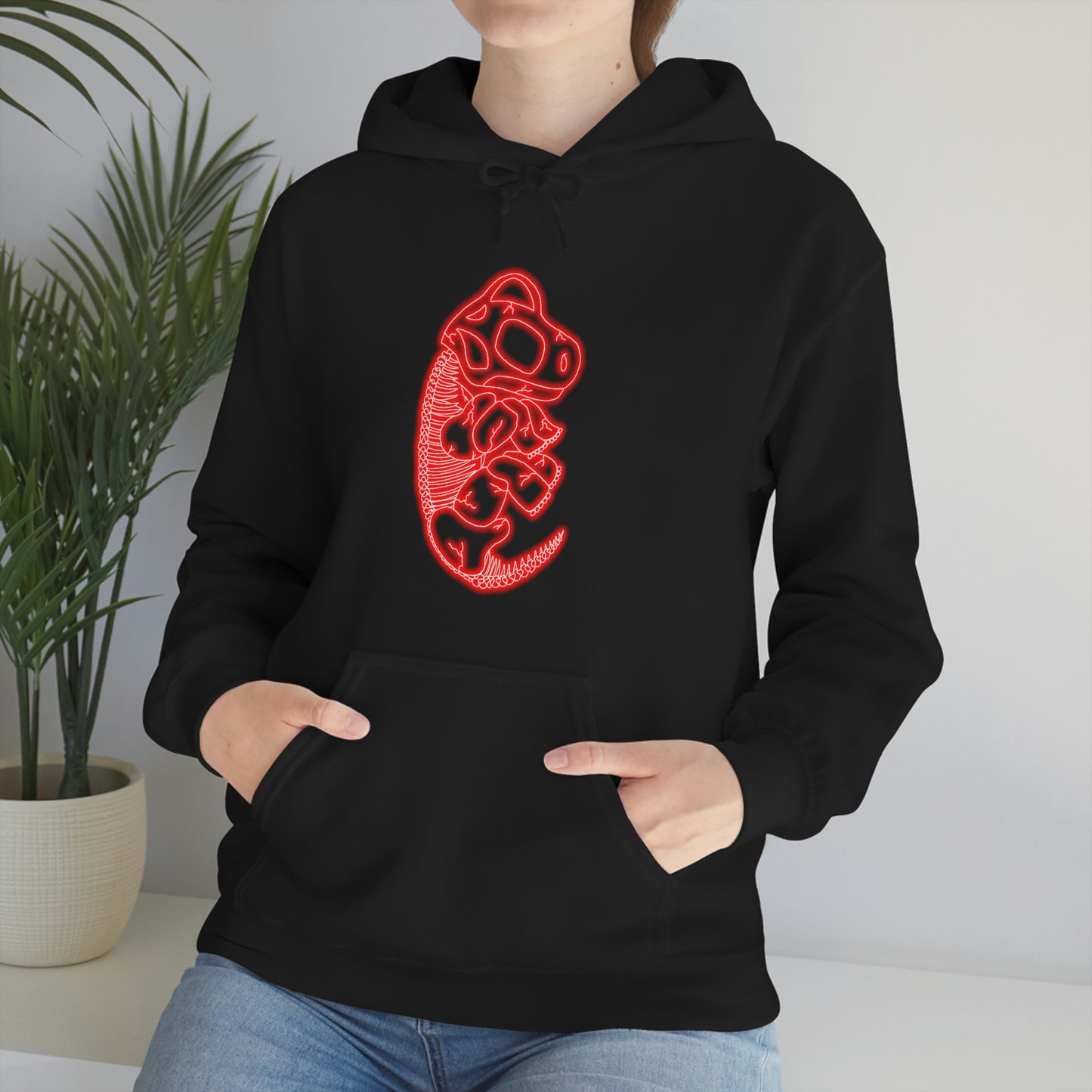 NEON Brachiosaurus Skeleton Hoodie - Red