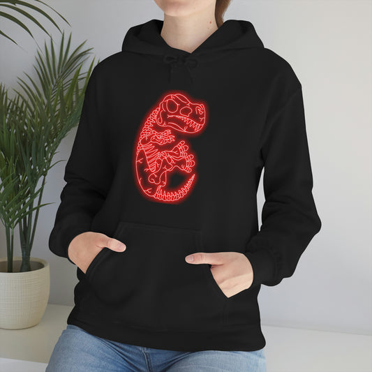 NEON T-Rex Skeleton Hoodie - Red