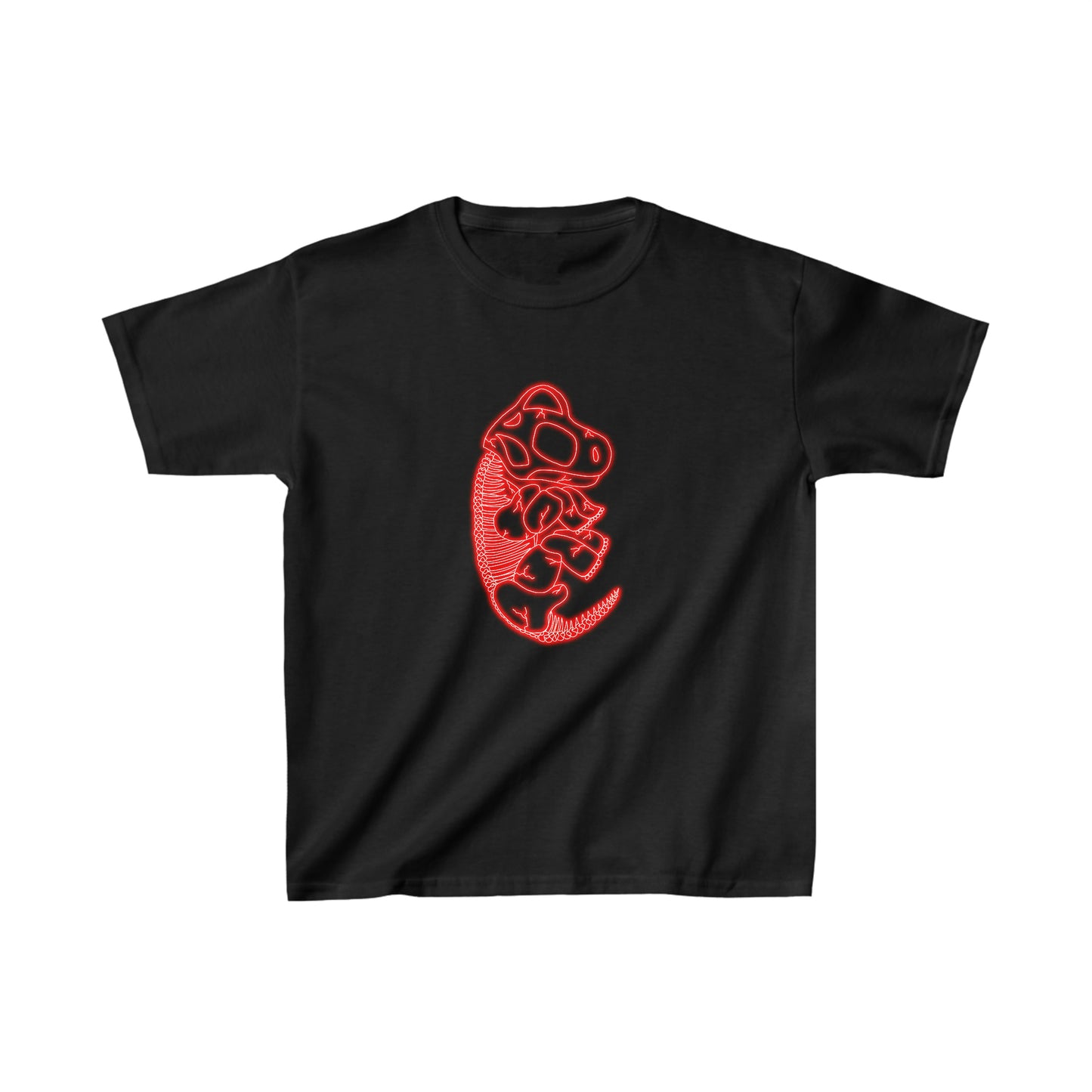 Kids NEON Brachiosaurus Skeleton Tee - Red