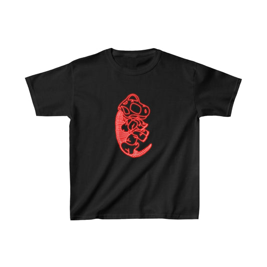 Kids NEON Brachiosaurus Skeleton Tee - Red