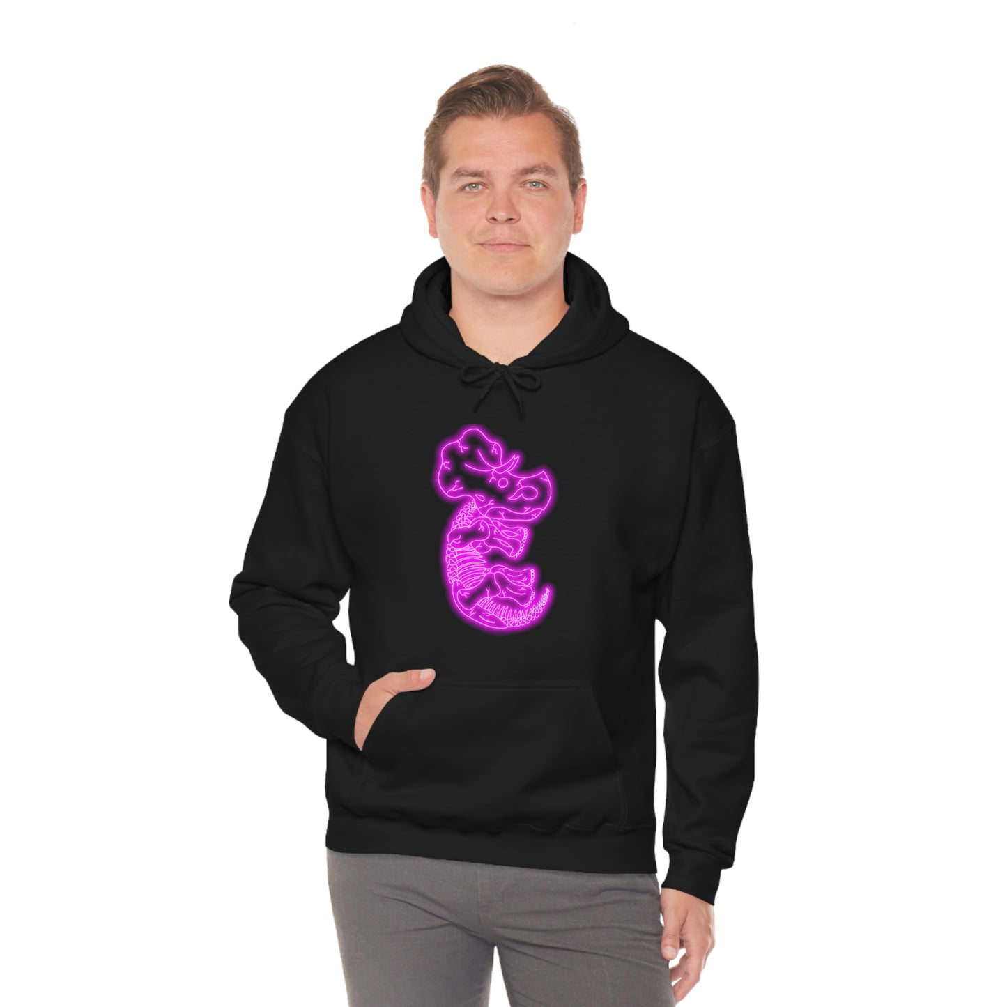 NEON Triceratops Skeleton Hoodie - Pink