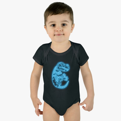 Infant NEON T-Rex Skeleton Body Suit - Blue