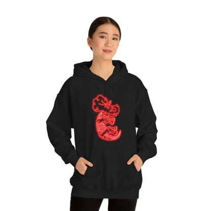 NEON Triceratops Skeleton Hoodie - Red